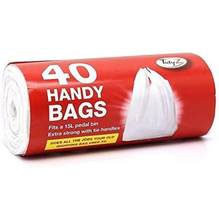TidyZ Handy Bags with Tie Handles 15L Extra Strong 40pk
