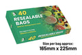 40pc Resealable Bags